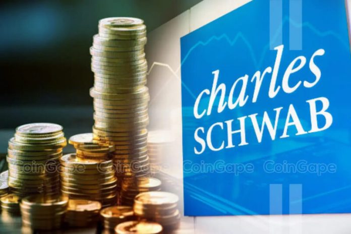 Brokerage firm Charles Schwab has teased the launch of ‘Schwab Crypto, ‘ which will enable its clients to trade Bitcoin and Ethereum directly on its platform. The firm’s CEO recently hinted that this crypto trading platform could launch this quarter, even as institutional investors continue to embrace crypto. Ad Ad Charles Schwab Teases Launch Of
The post <a href="https://coingape.com/12t-charles-schwab-to-launch-schwab-crypto-for-bitcoin-and-ethereum-trading/">$12T Charles Schwab to Launch ‘Schwab Crypto’ for Bitcoin and Ethereum Trading</a> appeared first on <a href="https://coingape.com/">CoinGape</a>.