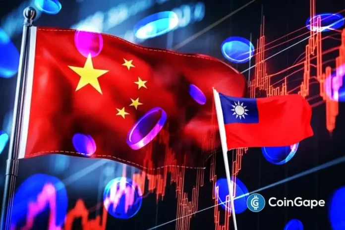 Geopolitical tensions show little sign of easing soon as China pushes forward with plans to reclaim Taiwan by 2026. While the crypto market has slightly recovered despite the ongoing US-Iran conflicts, China has vowed to bring Taiwan under its control by the end of 2026. This China-Taiwan conflict intensifies the ongoing pressure on global markets.
The post <a href="https://coingape.com/china-vows-to-reclaim-taiwan-by-2026-as-crypto-market-recovers/">Breaking: China Vows to Reclaim Taiwan by 2026 As Crypto Market Recovers</a> appeared first on <a href="https://coingape.com/">CoinGape</a>.