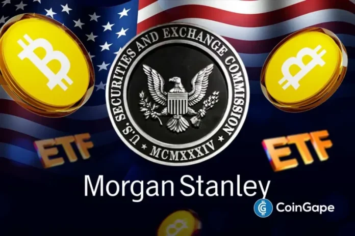 Morgan Stanley has amended its Bitcoin ETF filing with the U.S. Securities and Exchange Commission (SEC). This marks the first Bitcoin ETF by any US bank, with plans to launch under ticker MSBT on NYSE Arca. Morgan Stanley Amends Bitcoin ETF Wall Street giant Morgan Stanley submitted a second S-1 amendment for its Bitcoin ETF,
The post <a href="https://coingape.com/morgan-stanley-amends-sec-filing-for-first-bank-bitcoin-etf-under-ticker-msbt/">Breaking: Morgan Stanley Amends SEC Filing for First Bank Bitcoin ETF Under Ticker MSBT</a> appeared first on <a href="https://coingape.com/">CoinGape</a>.